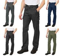 Lee Cooper LCPNT205 Pantalón cargo clásico de trabajo con bolsillos múltiples, de cuidado fácil y resistente, para hombre, Negro, 42W / 29L