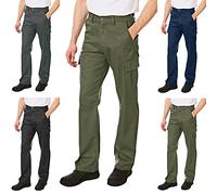 Lee Cooper LCPNT205 Pantalón cargo clásico de trabajo con bolsillos múltiples, de cuidado fácil y resistente, para hombre, Caqui, 40W / 33L