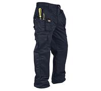 Lee Cooper LCPNT206 Ropa de trabajo para hombres con múltiples bolsillos y bolsillos para rodilleras, pantalones de carga de trabajo, Negro, 38W / 31L