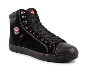 Lee Cooper LCSHOE022 Ropa de trabajo para mujer Unisex Estilo retro Béisbol Entrenadores de seguridad en el lugar de trabajo SB SRA Botas, Bota Negra, 45 EU