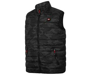Lee Cooper LCVST708 ropa de trabajo para hombre Slim Fit Ligera impresión de Camo acolchado chaleco a prueba de viento impermeable térmica Chaleco Chaleco, Negro Camo, 2X-Large