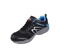 Lee Cooper Workwear LCSHOE092 Zapatos ligeros con punta de acero para hombre Entresuela de trabajo compuesta S1P / SRA, Negro/Azul, Reino Unido 10/44 EU