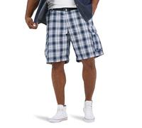 Lee Dungarees Wyoming Pantalón Corto Cargo para Hombre con cinturón, Cuadros Azules, 34