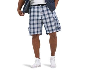 Lee Dungarees Wyoming Pantalón Corto Cargo para Hombre con cinturón, Cuadros Azules, 40