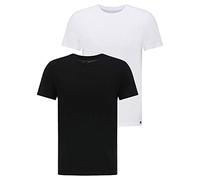 Lee Hombre Twin Pack Crew Camisetas, Blanco y Negro, L