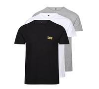 Lee Hombres Camiseta de Cuello Redondo Negro/Gris/Blanco Paquete de 3 Grande