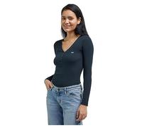 Lee LS Henley Camiseta, Negro (Unionall Blk), L para Mujer