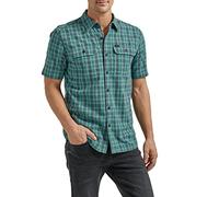 Lee Men's Extreme Motion All Purpose Classic Fit Short Sleeve Button Down Worker Shirt, Monaco Plaid