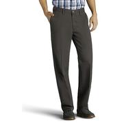 Lee Men's Total Freedom Stretch Relaxed Fit Flat Front Pant, Charcoal, 33W x 34L