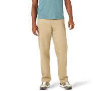 Lee Men's Total Freedom Stretch Relaxed Fit Flat Front Pant, Khaki, 38W x 32L