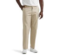 Lee Men's Total Freedom Stretch Relaxed Fit Flat Front Pant, Sand, 38W x 34L