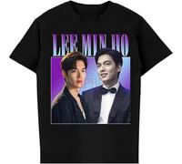 Lee Min Ho Homage Teestreetwear Men T Shirt Casual Graphic Comfortable Tees Black M