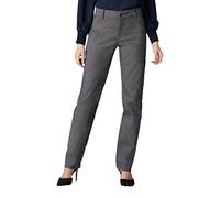 Lee Women's Wrinkle Free Relaxed Fit Straight Leg Pant, Black/White Rockhill Plaid, 4 Petite