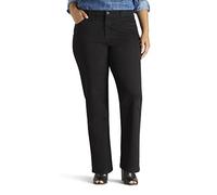 Lee Plus Size Instantly Slims Classic Relaxed Fit Monroe Straight Leg Jean Jeans, Negro, 48 Más Largo para Mujer