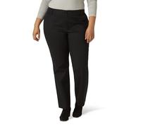 Lee Plus Size Wrinkle Free Relaxed Fit Straight Leg Pant Pantalones, Negro, 50 Largo para Mujer