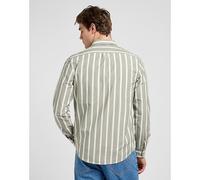 Lee Regular Lightweight Button Down Shirt Olive Stone Stripe Tamaño XXL