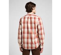 Lee Regular Lightweight Button Down Shirt Red Clay Plaid Tamaño XL
