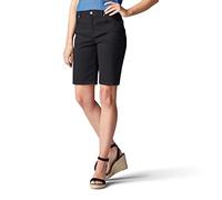 Lee Relaxed Fit Bermuda Short Pantalones Cortos de Jean, Negro, 16 para Mujer