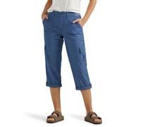 Lee Ultra Lux Comfort - Pantalón Capri Cargo con Flex-to-Go para Mujer, Azul (Chambray), 14 US