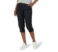 Lee Women's Flex-to-Go Mid-Rise Relaxed Fit Cargo Capri Pant, Black, 4