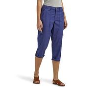 Lee Women's Flex-to-go Mid-Rise Relaxed Fit Cargo Capri Pant, Medieval Blue