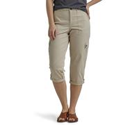 Lee Women's Flex-to-go Mid-Rise Relaxed Fit Cargo Capri Pant, Pioneer Beige