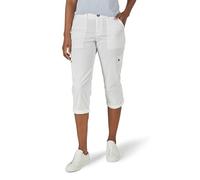Lee Women's Flex-to-Go Mid-Rise Relaxed Fit Cargo Capri Pant, White, 12