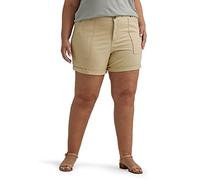 Lee Women's Plus Size Legendary High Rise Relaxed Fit Rolled Short, Pioneer Beige