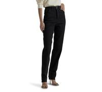 Lee Women's Relaxed Fit Side Elastic Tapered Leg Jean, Double Black, 18