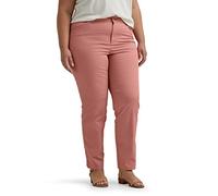 Lee Women's Size Wrinkle Free Relaxed Fit Straight Leg Pant, Mallory-Med Pink/Rose, 30 Plus Petite