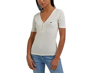 Lee Women's SS Henley - Camiseta (Talla X-Small), Color Crudo, Beige, XS