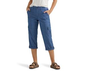 Lee Women's Ultra Lux Comfort with Flex-to-Go Cargo Capri Pant, Chambray, 12
