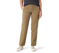 Lee Women's Ultra Lux Mid Rise Relaxed Straight Leg Pant, Dark Khaki, 6