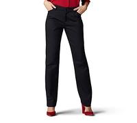 Lee Women's Wrinkle Free Relaxed Fit Straight Leg Pant, Black, 12 Petite