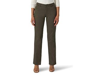 Lee Wrinkle Free Relaxed Fit Straight Leg Pant Pantalones, Oliva Frontier, XL/UK Size:10-12 para Mujer