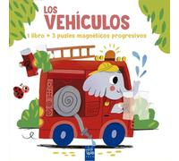 Lee y juega con puzles magnéticos. Los vehículos: 1 libro y 3 puzles magnéticos