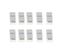 Leeadwaey 10 Uds CAT3 Keystone Jack RJ11 8P4C Teléfono RJ12 Modular Blanco CAT 3