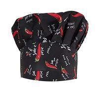 Leeadwaey Cómodo gorro de cocina ajustable para cocinero, panadero, chef, elástico, para catering #2, Rojo Chilli, medium