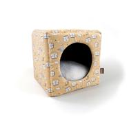 Leeby Cama Cueva Estampado Cómic Amarillo para gatos