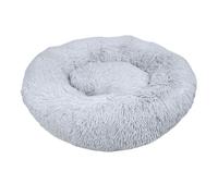 Leeby Cama Redonda Antiestrés de Pelo Gris para perros