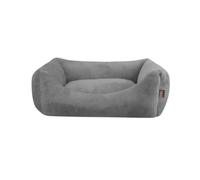 Leeby Cama suave de terciopelo gris para perros
