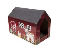 Leeby Hattie casita rascador de cartón con estampado de granja para gatos