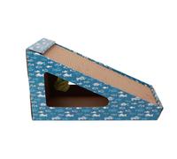 Leeby Walter rascador de cartón horizontal con bola y estampado de peces para gatos