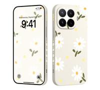 LEECG Funda para Xiaomi 17T Pro, carcasa de silicona líquida antigolpes | Funda blanda resistente a los arañazos para Xiaomi 17T Pro con forro flocado de 6,83 pulgadas, margaritas arroz blanco