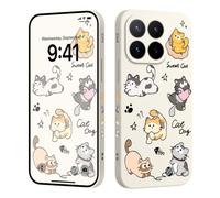LEECG Funda para Xiaomi 17T Pro, carcasa de silicona líquida antigolpes | Funda blanda resistente a los arañazos para Xiaomi 17T Pro con forro flocado de 6,83 pulgadas, lindo gato arroz blanco