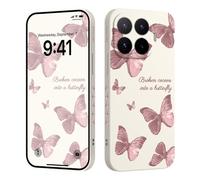 LEECG Funda Xiaomi 17T antigolpes de silicona líquida | Funda blanda resistente a los arañazos para Xiaomi 17T con forro flocado de 6,59 pulgadas, mariposa arroz blanco