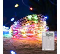 LEECOCO Cadena de luces con batería, con función de temporización, micro LED, funciona con pilas AA, para Navidad, dormitorio, fiesta, boda, decoración de Halloween (multicolor, 10 m (temporizador)
