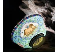 LEEDJUINE Cuenco clásico de porcelana esmaltada floral azul de estilo antiguo, 12 cm, hecha a mano de porcelana Jingdezhen