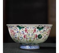 LEEDJUINE Cuenco de cerámica de estilo antiguo, 12 cm, cuenco de porcelana Jingdezhen hecho a mano para comedor y exhibición