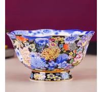 LEEDJUINE Cuenco de cerámica esmaltada, 12 cm, 11,4 cm, estilo palacio antiguo, vajilla de porcelana para comedor en casa